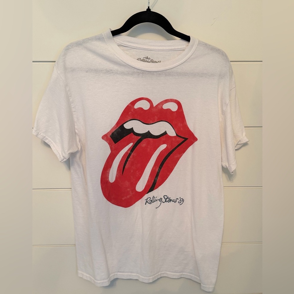 The Rolling Stones White Logo Crewneck Tee